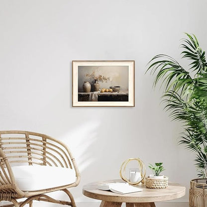ASTRDECOR Framed Kitchen Wall Art Prints, Rustic Kitchen Farmhouse Wall Decor Living Room, Vintage Jars Still Life Oil Painting Dining Room Wall Decor, Fruits Botanical Canvas Wall Art-12''x 16''