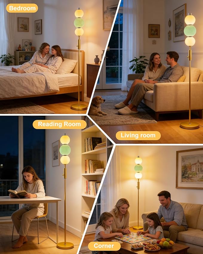Lightdot Globe Floor Lamp with 3 Color Temperatures Smart LED Bulbs Included, Dimmable Unique Corner Floor Lamp, Blue Modern Standing Lamp Tall Lamp for Living Room/Bedroom/Gaming Room/Decor Office