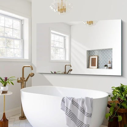 CILIBER Frameless Mirror, 60x36 Mirrors for Wall, Large Bathroom Mirror for Over Sink, Rectangle Frameless Vanity Mirror with Polished Edge, 3mm Tempered Glass, Hangs Horizontally or Vertically