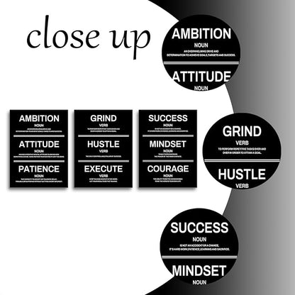 Ambition Hustle Mindset Motivational Canvas Wall Art Inspirational Entrepreneur Quotes Posters Positive Motto Pictures Artwork for Office Living Room Bedroom Home Decor Wooden Framed [36''W X 16''H]