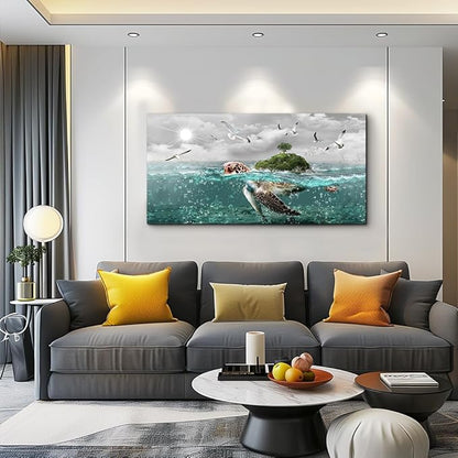 Canvas Wall Art For Living Room Large Size Wall Decor For Bedroom Artwork For Walls Pictures Sea Turtles Canvas Art Prints Bathroom Decoration Blue Ocean Paintings Ready To Hang Room Home Decorations