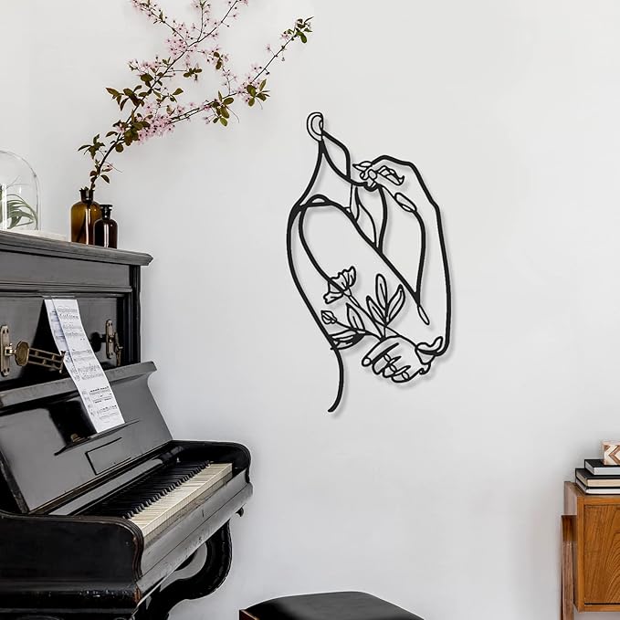 Photect 3 Pcs Metal Wall Art Decor Minimalist Abstract Woman Wall Art Metal Modern Line Drawing Decor Female Single Line Home Hanging for Bedroom Bathroom Living Room Housewarming(Stylish,Black)