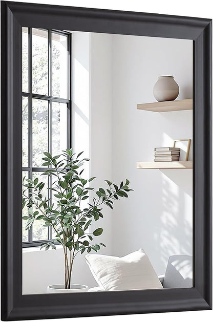 Black Wood Mirror for Bathroom,Rectangle Rustic 30 x 40 inch Vanity Mirror for Wall,Wooden Wall-Mounted Hanging Mirror for Entryway,Bedroom or Living Room