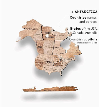 Enjoy The Wood 3D Wooden World Map Wall Art - Large Travel Map with Pins for Art Decor - Decorative Map of the World for Home, Office - Travel Wall Art Housewarming Gift Idea (Light, M, Unframed)