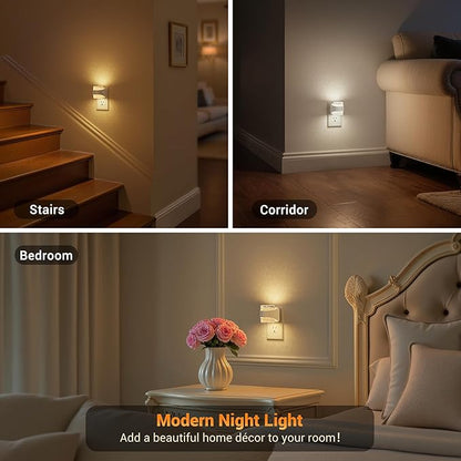 JandCase LED Night Light, Bubble Night Lights Plug into Wall, [2 Pack] Night Light 3000K/4000K/5000K & 3 Brightness Levels, Dimmable Nightlight with Dusk to Dawn Sensor for Bathroom Hallway Bedroom