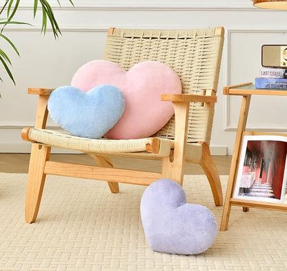 Petrella Heart Pillow Cute Fuzzy Pillows Throw Pillows for Bed Livingroom Home Decor Cushion Decorative Aesthetic Preppy Pillows Blue,Small 13"x10"
