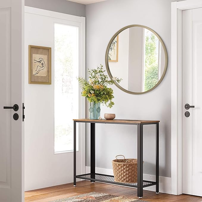 AOAOPQ Mirror Wall for Bathroom Metal Brushed Frame Ative Wall Mounted Home Living Room Entryway Bedroom Bronze