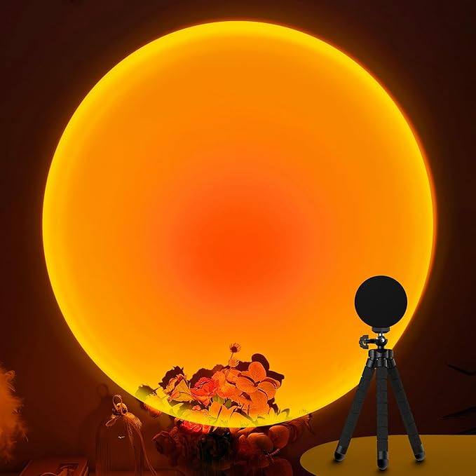 XEBKOR Sunset Lamp Projector,360 Degree Rotation Sun Lamp Led Night Light with USB Port,Sunset Lamp for Room Decor, Photography,Tiktok Live,Christmas Gift for Women