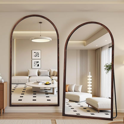 Suidia Full Length Mirror, Oversized Floor Mirror with Solid Wood Frame, Large Standing Mirror for Bedroom Living Room, Wood Antique Style, Dark Walnut, 76" L x 41" W