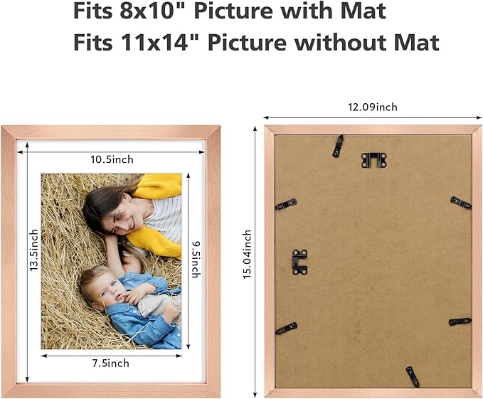 Golden State Art, 11x14 Picture Frame Set of 6 - Matted to 8x10 Photo - Engineered Wood Gallery Frame Set - Wall Mounting (Rose Gold,6 Pack)