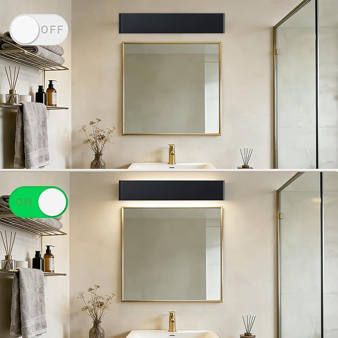32.6 Inch LED Bathroom Vanity Light, Matte Black Hardwired Vanity Light for Bathroom Over Mirror, 5 CCT Adjustable, 32W 2000LM Aluminum Wall Mounted Light Fixture, Single Pack
