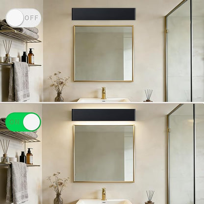 32.6 in LED Bathroom Vanity Light, Modern Black Hardwired Vanity Lights for Bathroom Over Mirror, 32W, 5 CCT Adjustable 3000K-6500K Wall Mounted Bathroom Light Fixture, 2 Pack