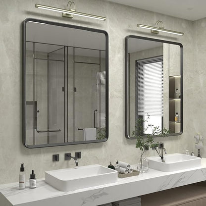 24x36 Black Matte Bathroom Mirror for Wall, Rounded Rectangle Vanity Mirror for Bathroom, Tempered Glass, Anti-Rust, Shatterproof (Horizontal/Vertical)