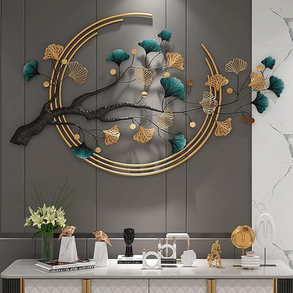 Umbifa Large Metal Wall Decor 52.7 in * 32.7in Ginkgo Leaf 3D Wall Sculpture Metal Wall Art Decor for Living Room Porch Room Bedroom Modern