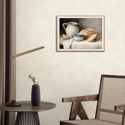 Framed Canvas Wall Art Room Decor, Vintage Sourdough Bread Kitchen Art Farmhouse Wall Decor, Rustic Vintage Painting Prints Wall Decor Picture for Kitchen, Dining Desktop Decor - 16x24Inch