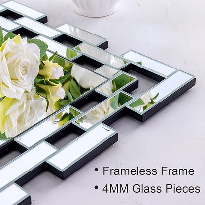 Chende Decorative Mirrors for Wall, 40''X28'' Large Bathroom Mirror with Frameless Glass Frame, Rectangle Accent Mirror for Living Room, Entryway, Dining Room, Bedroom