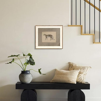 ASTRDECOR Vintage Leopard Framed Wall Art, Cheetah Safari Canvas Print, Wildlife Animal Artwork for Living Room, Bedroom, Neutral Farmhouse Decor 10"x12"
