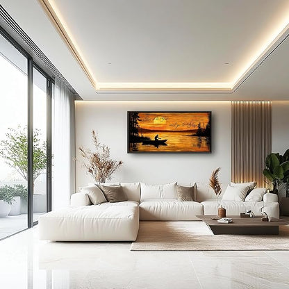 Fishing Large Wall Art for Living Room Farmhouse Give It to God and Go to Sleep Canvas Decor Rustic Fisherman Prints Painting Pictures Extra Large Farm Fish Sunset Framed Artwork for Bedroom 30"x60"
