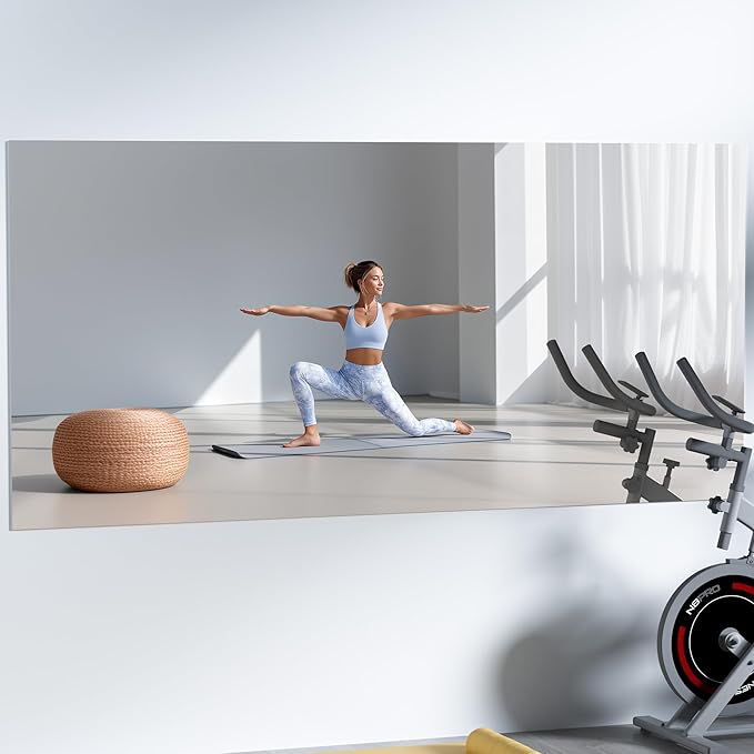 Hasipu Home Gym Workout Mirror 83" L x 39" W-1pcs Large Full Length Mounted Full Body Frameless Mirror for Workout, Yoga, Garage, Bedroom, Dance