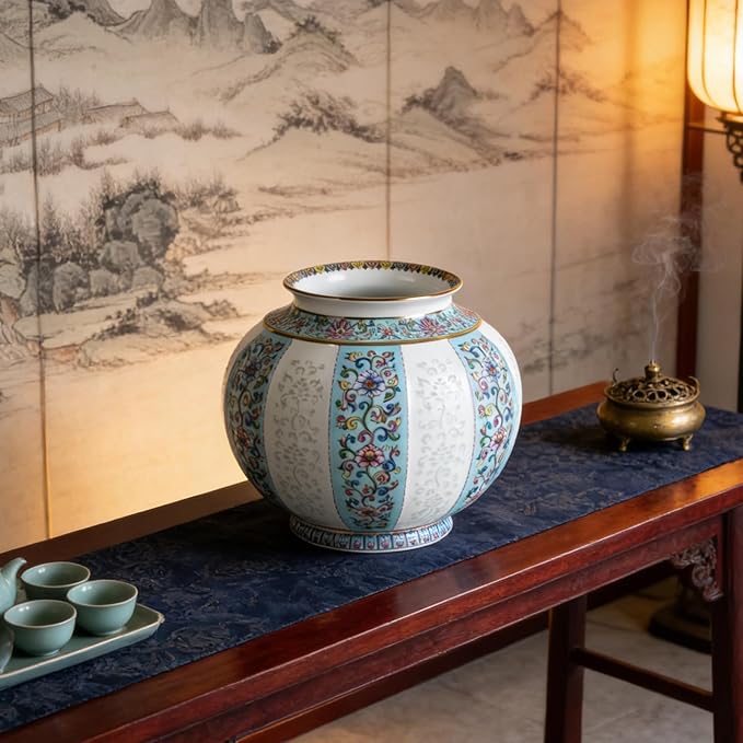 KAMMAK Colored Ceramic Vase, Beautiful Hand-Painted Decorative Vase, Modern Art Porcelain Vase for Flower Mantle Dining Table Centerpiece, Entryway Living Room Wedding Decoration, HYN002