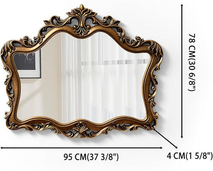 SHYFOY Vintage Mirrors for Wall Decor – 37" x 28" Large Ornate Baroque Antique Wall Mirror, Decorative Gold French Traditional Design, Anthropologie Mirror Dupes for Living Room, Bedroom & Entryway