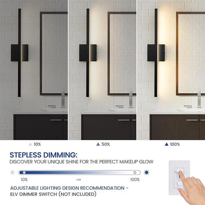 Epinl Modern Vanity Light Fixtures 24 Inch, 18W Dimmable 5CCT Black Bar Vanity Light Over Mirror, LED Bath Lighting Fixture for Bathroom Mirror Cabinets Bedroom-ETL Certificated