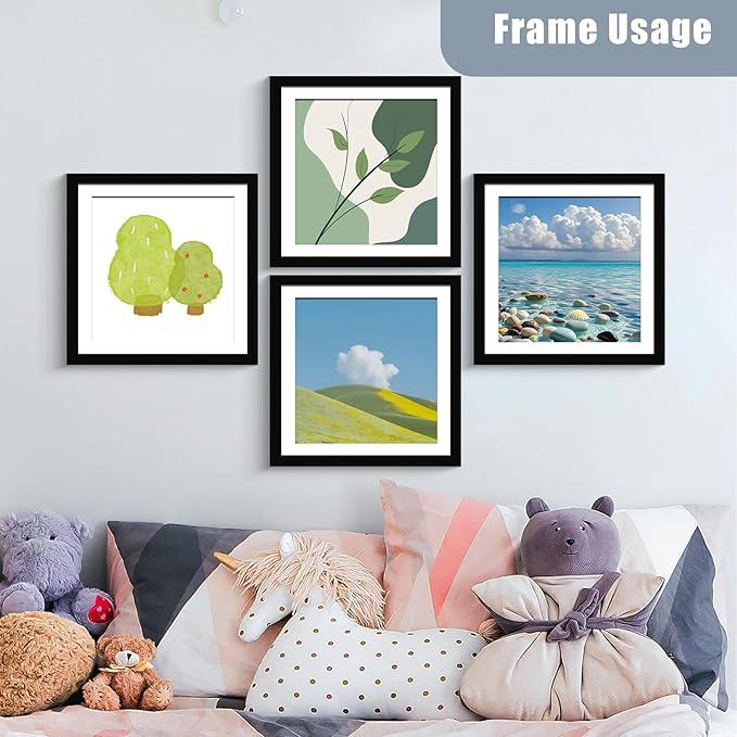 BESCRCL 12x12 Picture Frame Black Set of 6, Diamond Art Painting Frames Display Photo 10x10 or 12 x 12 without Mat, Wall Hanging Frame with Plexiglass