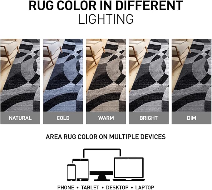 Rugshop Contemporary Abstract Circles Perfect for high Traffic Areas of Your Living Room,Bedroom,Home Office,Kitchen Runner Rug 2'7" x 12' Gray