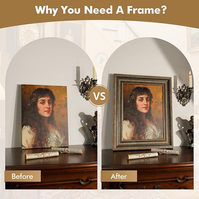 Antique Frame for 8x10 Canvas Paintings, No Front & Back, 2.4" Wide Vintage Picture Frames For Baroque Victorian Wall Art Prints Class Artwork Designer, Home Office Gallery Decor (Rustic Blue)