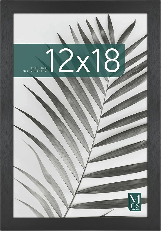 MCS Studio Gallery 12x18 Picture Frame Black Woodgrain Engineered Wood, Rectangle Photo Frame for Photos, Posters & Art Prints (1-Pack)