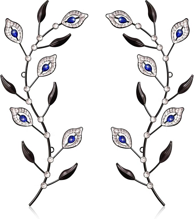 sxnzequnze 2 Sets Leaf Wall Art for Home Metal Bling Rhinestones Ready to Hang Tree Branch Leaves Olive Vine Wrought Iron Hanging Sculpture Pieces Wall Decor Pcs - 16.5in