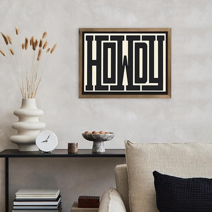 Howdy Wall Art, 15.7x11.8 Inchs Wooden Howdy Sign Western Cowboy Wall Decor, Southwestern Living Room Bedroom Bathroom Home Decorations