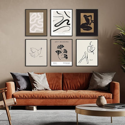 Habseligkeit Brown Master Posters for Room Aesthetic, Minimalist Abstract Wall Poster, Retro Room Decor Aesthetic Vintage Prints for Wall Decor Unframed, 8x10in, Set of 6