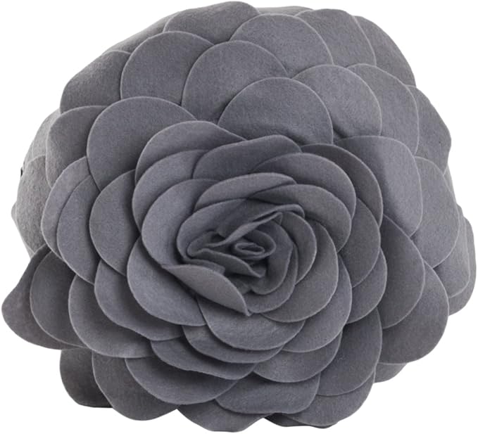 SARO LIFESTYLE Flower Design Poly Filled Throw Pillow, Slate, 13"