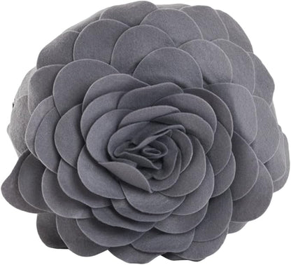 SARO LIFESTYLE Flower Design Poly Filled Throw Pillow, Slate, 13"