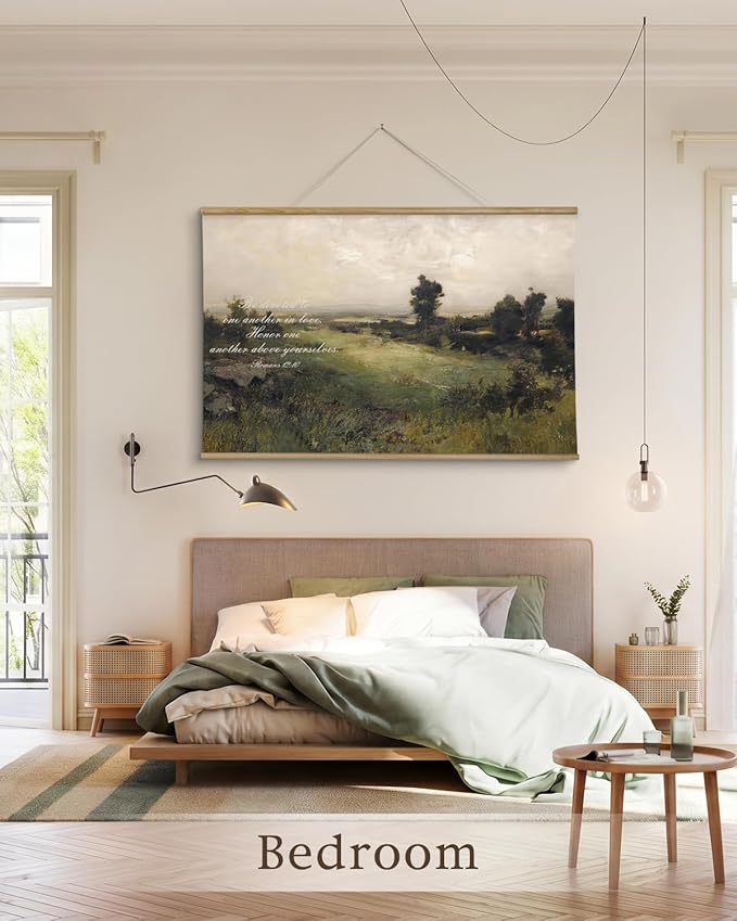 InSimSea 36x54 Large Canvas Scroll Christian Wall Art, Bible Verse Green Tree Landscape Religious Decor, Inspirational Oil Painting for Living Room, Prayer Room, Church