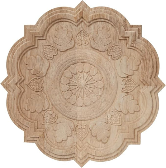 NAHARO Modern Hand Carved Wooden Wall Art – Round Wood Sculpture Decor, Boho Rustic Home Decor for Living Room, Bedroom, Entryway