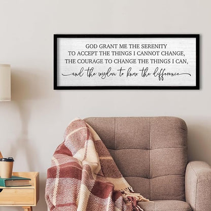 TQianJiang Serenity Prayer Wall Art Decor 24"X10" God Grant Me Sign Large Wood Framed Wall Hanging (Black)