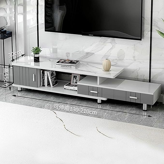 Extendable TV Stand Modern Entertainment Center with Drawers Rectangle TV Console Table for Living Room Bedroom~/