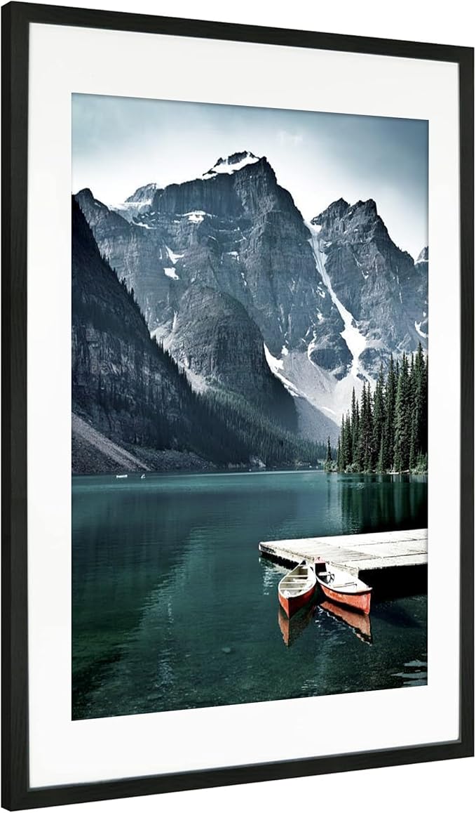 iRahmen 24x36 Poster Frame Set of 2 with Plexiglass, Black Frames Display Picture 20x30 with Mat or 24 x 36 Without Mat, Photo Frames for Gallery Wall Mounting Horizontal and Vertical