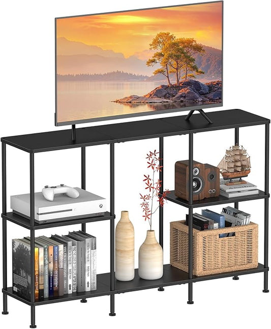 TV Stands for Living Room, Black TV Stand for 50 Inch TV, Tall Entertainment Center with 3 Tier Open Storage,TV Console Table for Bedroom, Media Cabinet with Shelves for 50 43 40 32 Inch TV, Black