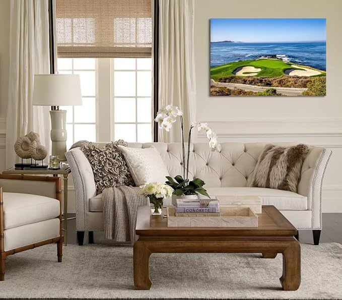 USA California Golf Course Wall Art for Living Room Bedroom Bathroom Home Decorations Golf Course Picture Poster Print on Canvas Modern Artwork Framed Ready to Hang(18''H x 24''W)