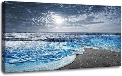 Bamdeya Beach Wall Decorations for Living Room Framed Canvas Wall Art Bedroom Beach Prints Posters Blue Ocean Room Decor Pictures Sea Artwork Painting Office Wall Décor Kitchen accessories 20x40