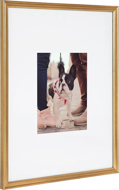 Kate and Laurel Adlynn Wall Picture Frame Set, 16" x 20" matted to 8" x 10", Gold, Set of 3