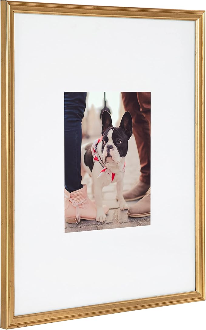 Kate and Laurel Adlynn Wall Picture Frame Set, 16" x 20" matted to 8" x 10", Gold, Set of 3