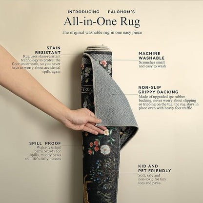 9x12 Area Rugs for Living Room: Washable Bedroom Rug Vintage Stain Resistant Non Slip Low Pile Soft Lightweight Carpet for Kitchen Dining Room Farmhouse Nursery Kids Room Home Office