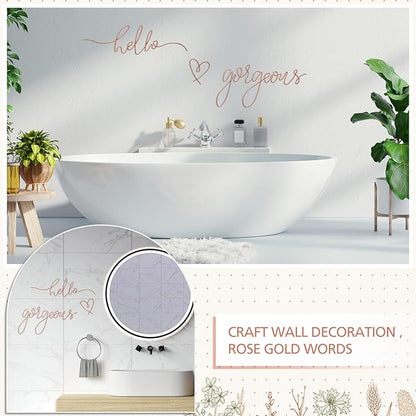 Hicarer Metal Hello Gorgeous Wall Art Minimalist Decor for Bedroom Bathroom Living Room Dressing Room Salon Office Home Decorations Easy to Install Wall Decor(Rose Gold,Classic Style)