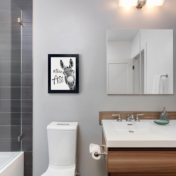 calmart Donkey Animal Prints Toilet Room Decor - Nice Ass Quotes Bathroom Sign, Funny Signs, Wall Art, Poster, Quotes, Guest