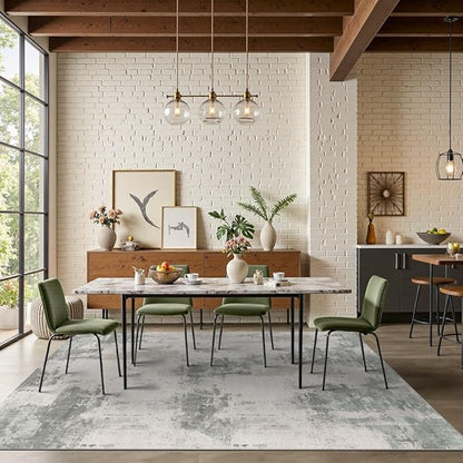 Rugxara 6x9 Washable Area Rug for Living Room, Modern Abstract Large Boho Rugs for Office, Dining Room, Kids Room, Farmhouse, Durable Low Pile Non Slip Carpet for High Traffic Areas,Grey Green