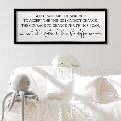 TQianJiang Serenity Prayer Wall Art Decor 24"X10" God Grant Me Sign Large Wood Framed Wall Hanging (Black)